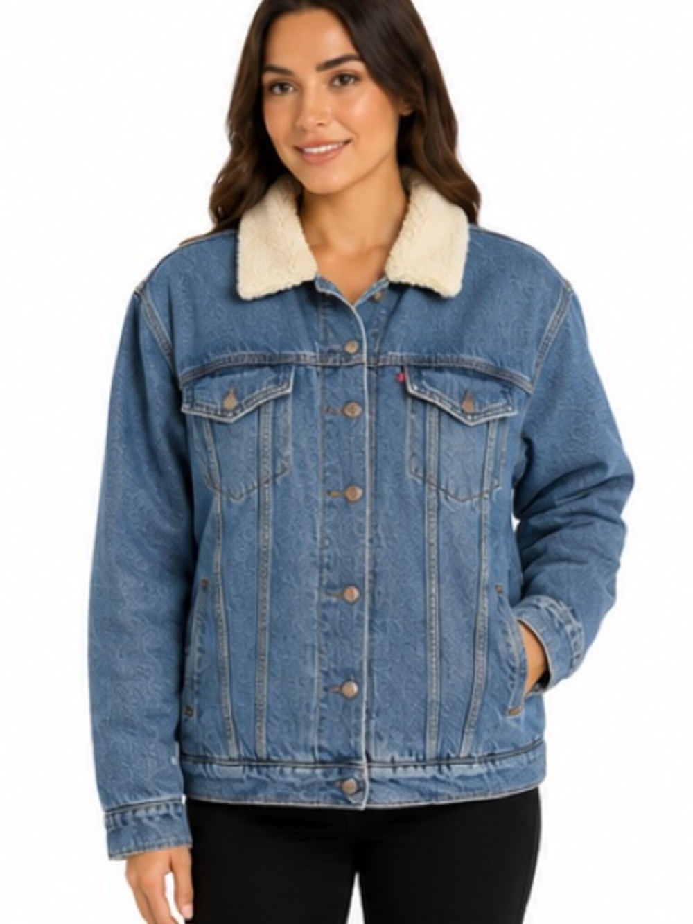 Levi’s Sherpa Trucker Denim Jacket Light Wash 2X Faux Shearling Lined